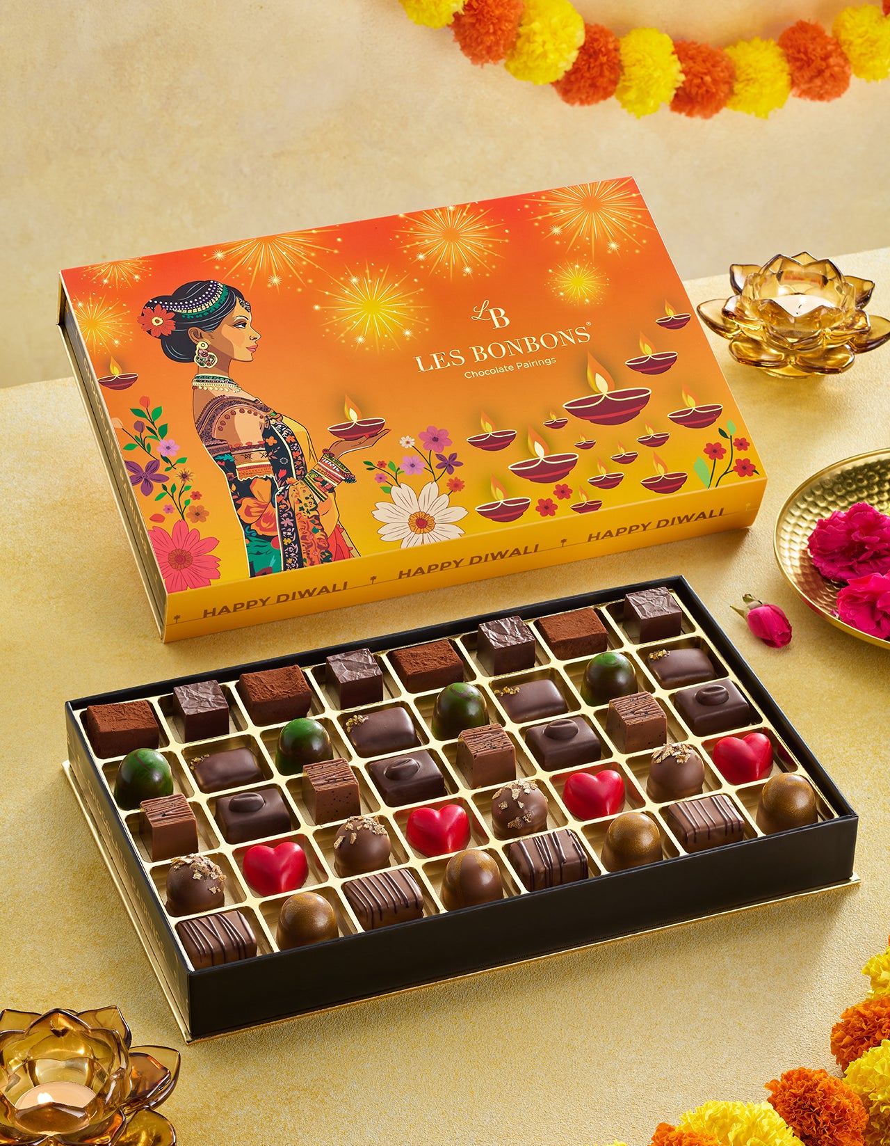 Exquisite Diwali assorted Chocolates Royal gift box large 40pcs
