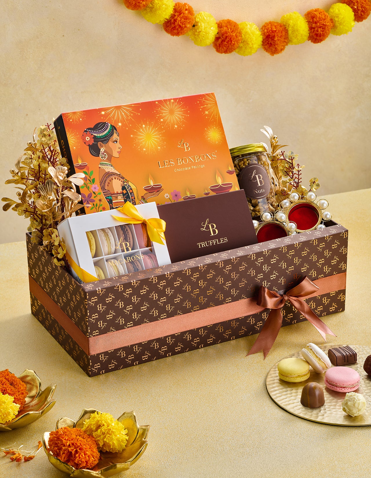Diwali Grandeur hamper with 20pcs assorted chocolates and more - Medium