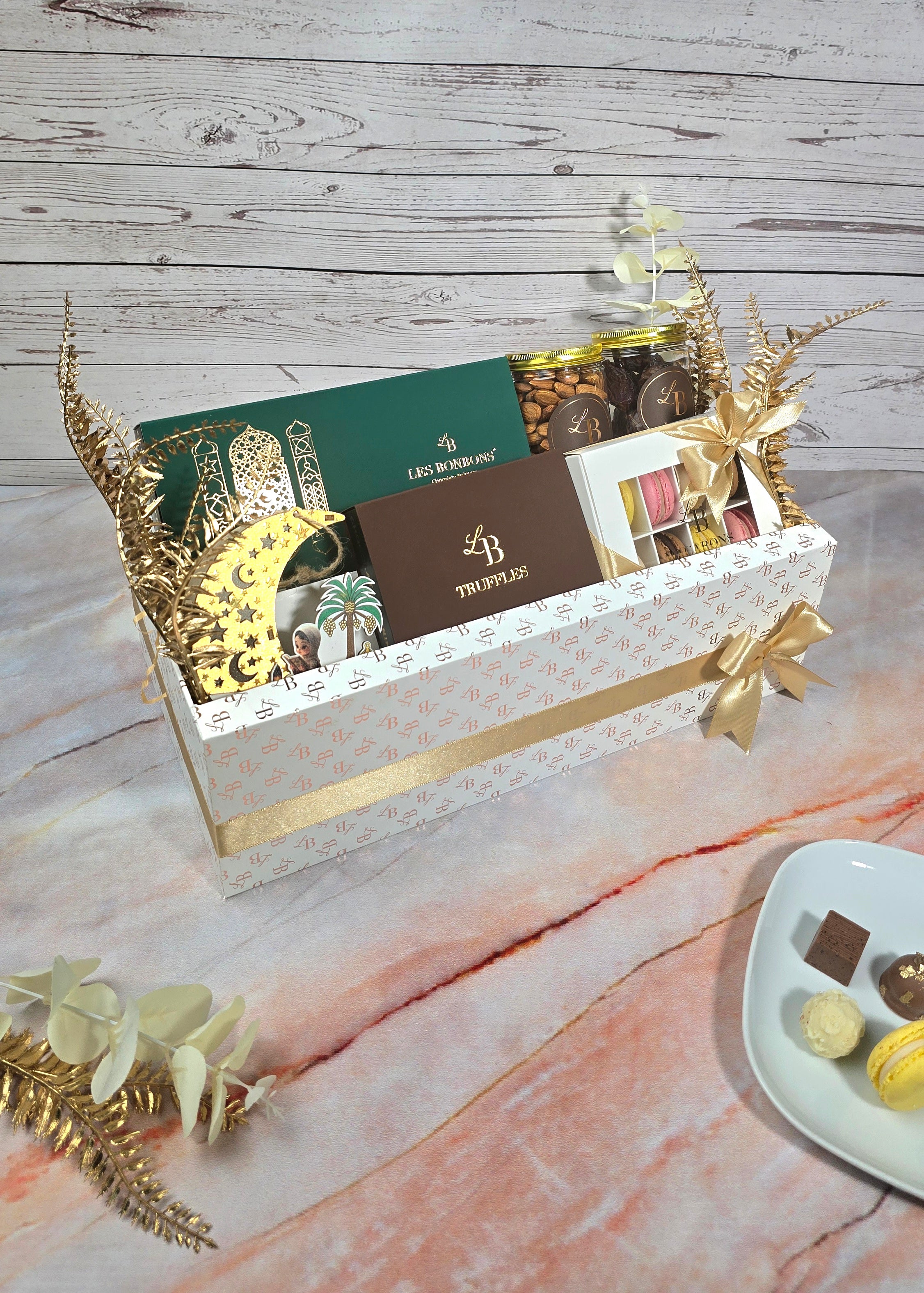 Classic Ramadan Hamper with Chocolates, Macarons, Cakes, Truffles & a Ramadan Tree