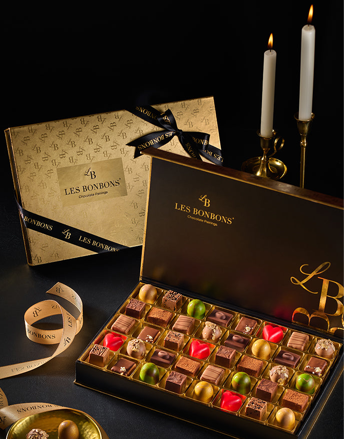 LES BONBONS, Luxury Gold pack chocolate bonbons gift, Assorted chocolate gift, Large