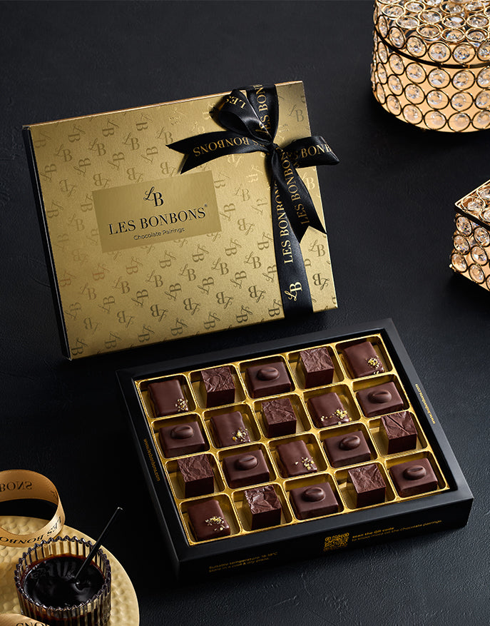 LES BONBONS, Luxury Gold pack chocolate bonbons gift, Dark chocolate gift, medium