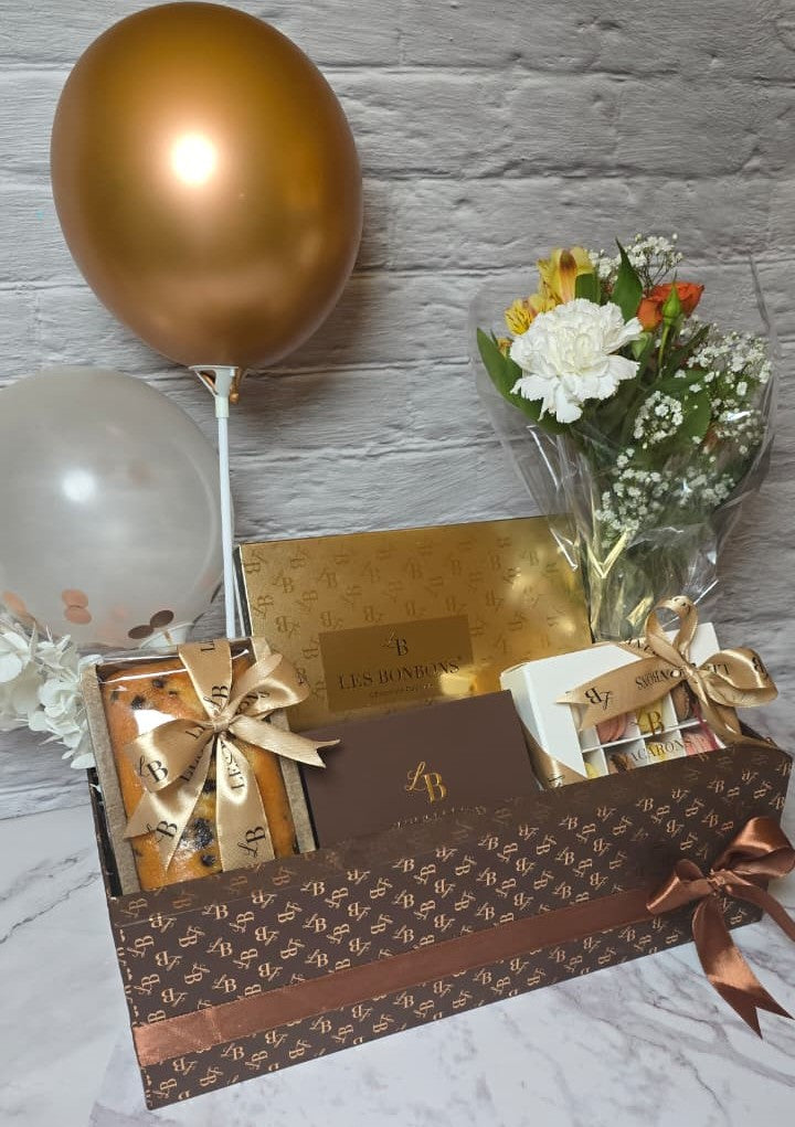 Signature Birthday Gift Hamper with Balloons, Bonbons, Truffles, Cake